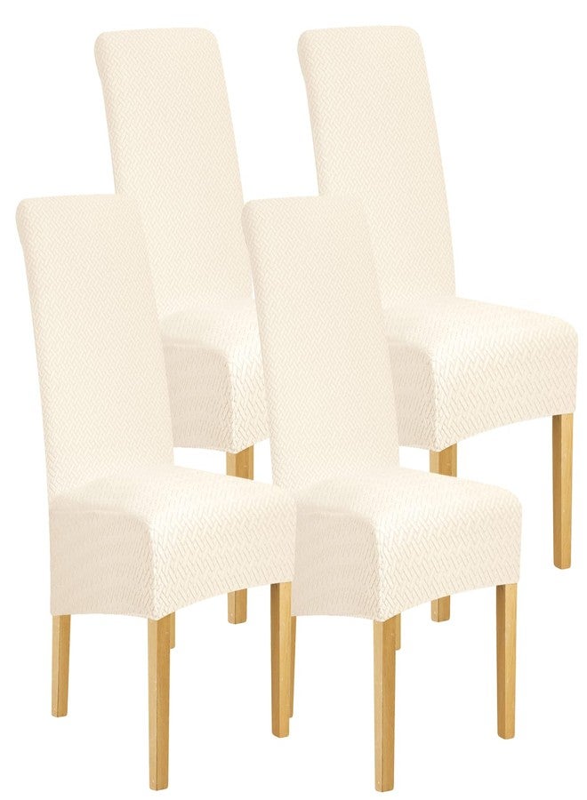 Lellen XL Size Stretch Chair Covers for Dining Room Large Dining Room Chair Slipcovers Dining Chair Covers Kitchen Reusable Parsons Side Chair Slipcover Soft Protector Set of 4,Cream - Image 1